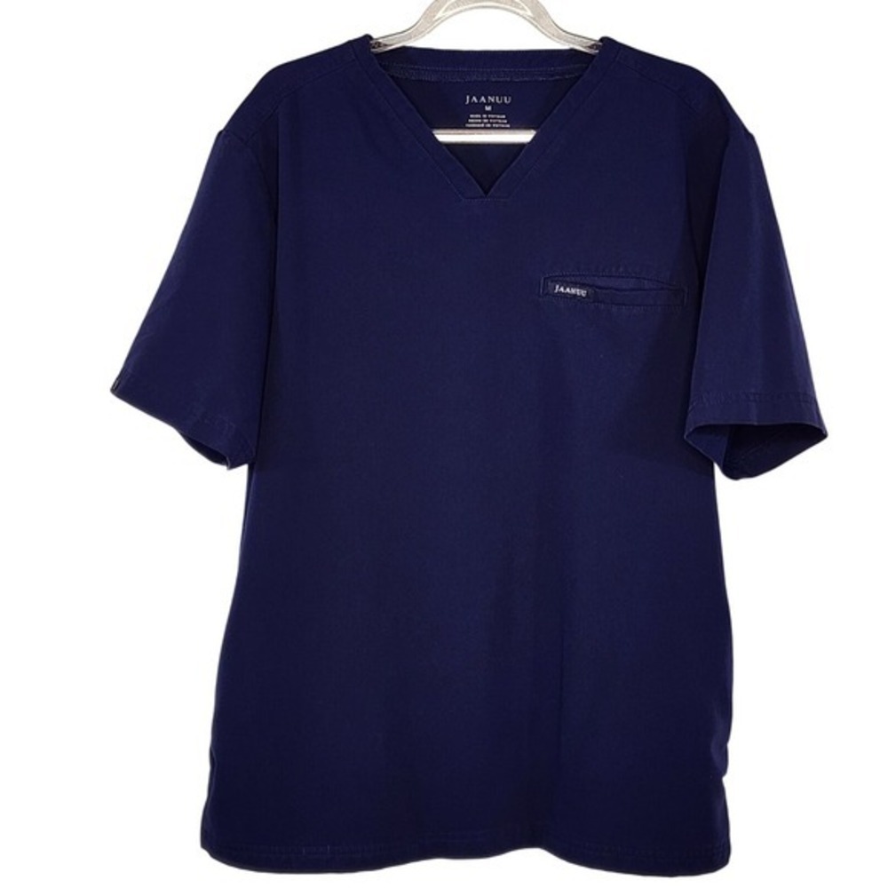 JAANUU Men's J86028 Scrub Top V-Neck Short Sleeve 4 Pocket Galaxy‎ Blue Uniform